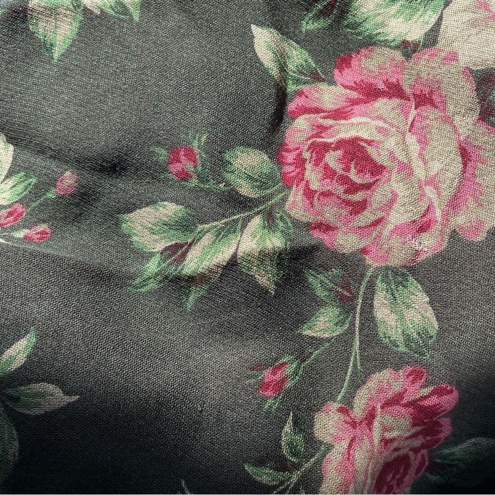 Vintage dark green floral midi skirt - Picture 6 of 7